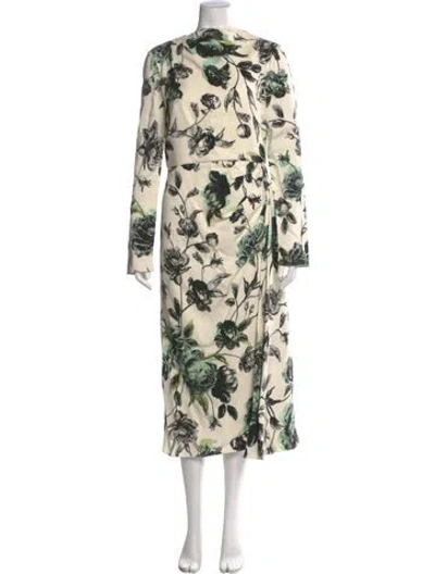 Pre-owned Erdem Floral Print Long Dress In Neutral