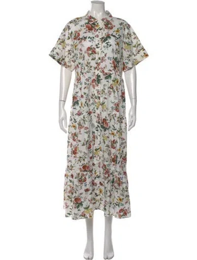Pre-owned Erdem Floral Print Long Dress In Neutral