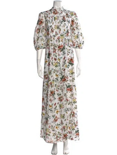 Pre-owned Erdem Floral Print Long Dress In Neutral