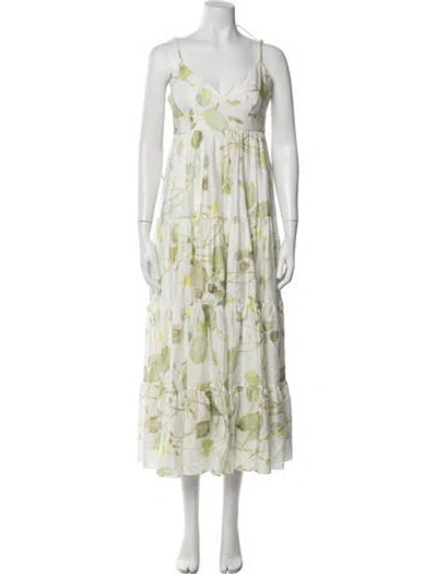 Pre-owned Erdem Floral Print Long Dress In Neutral