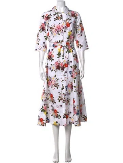 Pre-owned Erdem Floral Print Long Dress In Neutrals