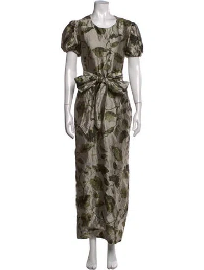 Pre-owned Erdem Floral Print Long Dress In Neutrals