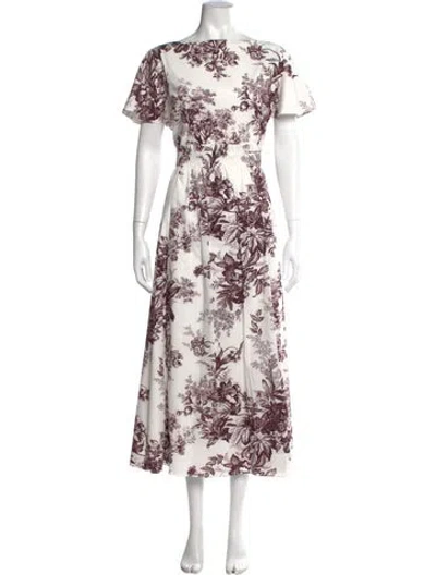 Pre-owned Erdem Floral Print Long Dress In Neutrals