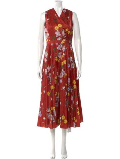 Pre-owned Erdem Floral Print Long Dress In Orange
