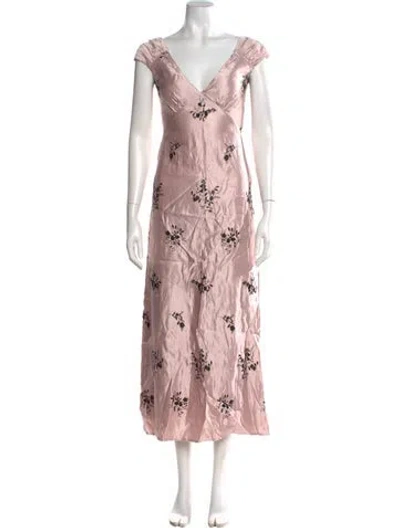 Pre-owned Erdem Floral Print Long Dress In Pink