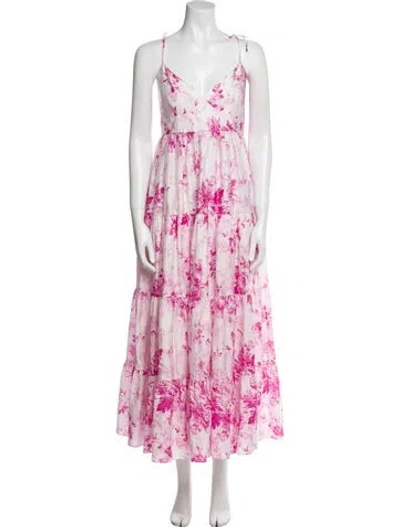 Pre-owned Erdem Floral Print Long Dress In Pink