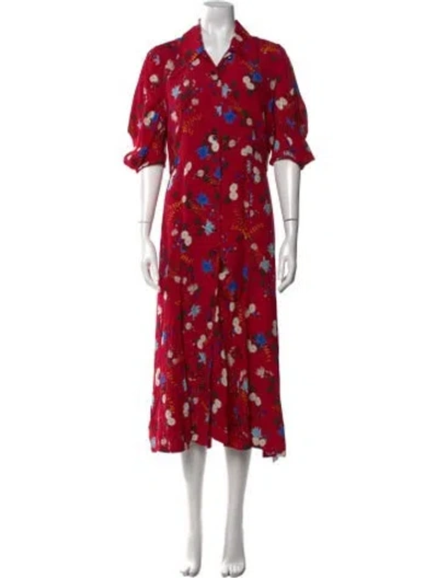 Pre-owned Erdem Floral Print Long Dress In Pink