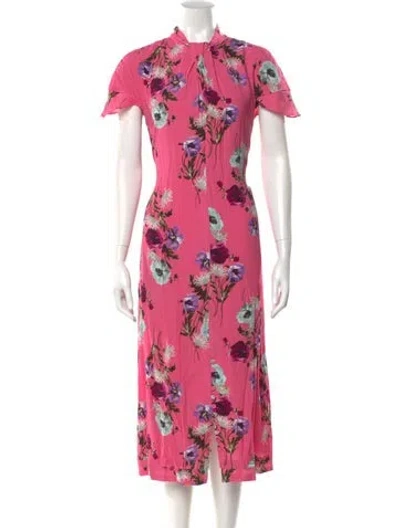Pre-owned Erdem Floral Print Long Dress In Pink
