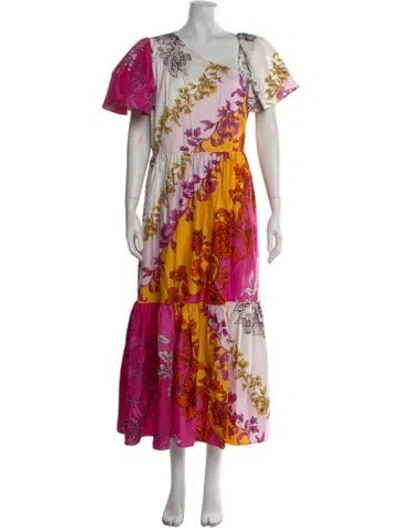 Pre-owned Erdem Floral Print Long Dress In Pink