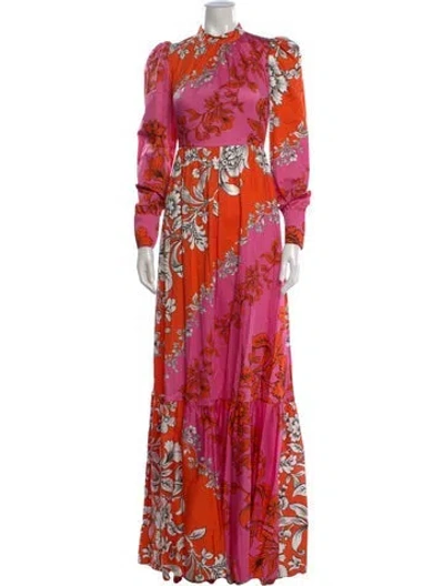 Pre-owned Erdem Floral Print Long Dress In Pink