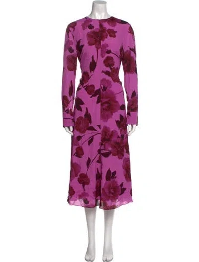 Pre-owned Erdem Floral Print Long Dress In Purple