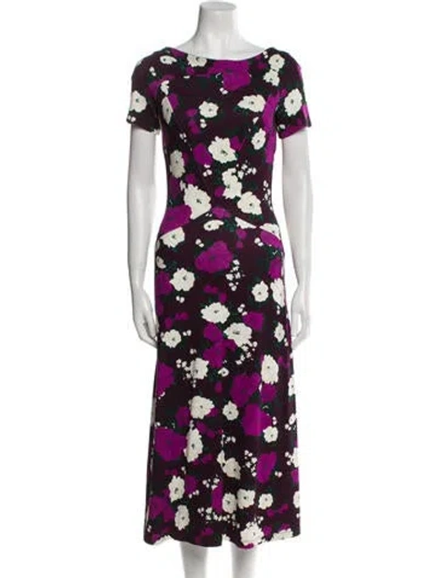 Pre-owned Erdem Floral Print Long Dress In Purple