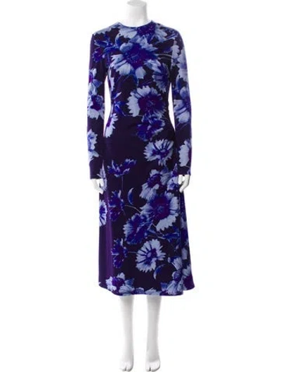 Pre-owned Erdem Floral Print Long Dress In Purple