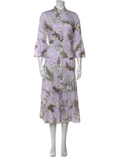 Pre-owned Erdem Floral Print Long Dress In Purple