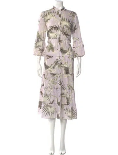 Pre-owned Erdem Floral Print Long Dress In Purple