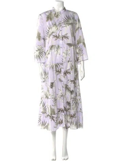 Pre-owned Erdem Floral Print Long Dress In Purple