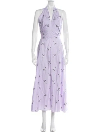 Pre-owned Erdem Floral Print Long Dress In Purple