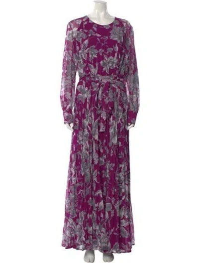 Pre-owned Erdem Floral Print Long Dress In Purple