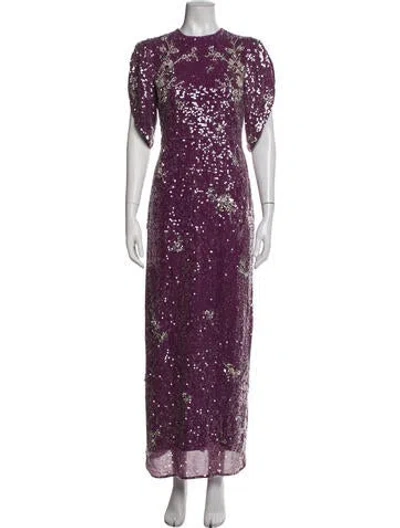 Pre-owned Erdem Floral Print Long Dress In Purple