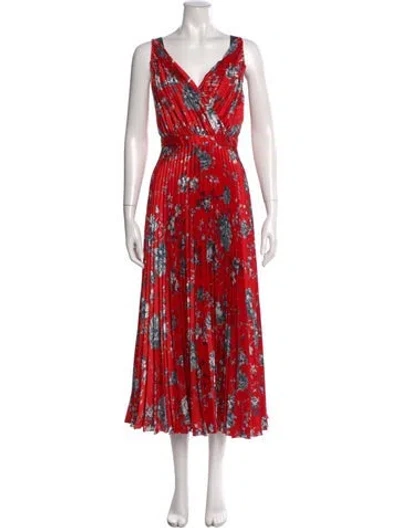 Pre-owned Erdem Floral Print Long Dress In Red