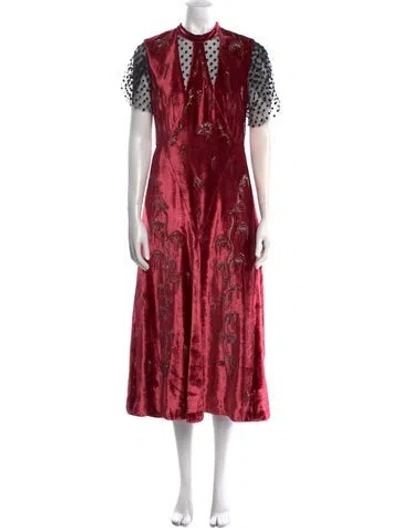 Pre-owned Erdem Floral Print Long Dress In Red