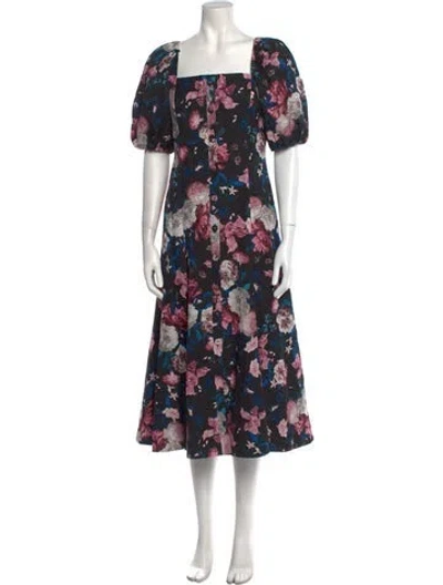 Pre-owned Erdem Floral Print Long Dress W/ Tags In Black