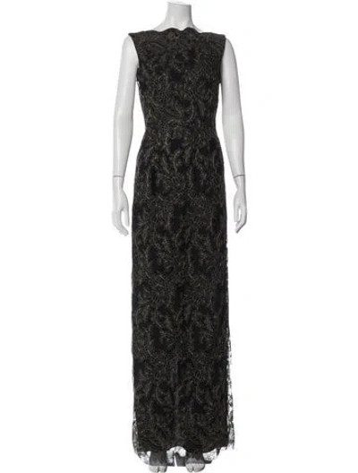 Pre-owned Erdem Floral Print Long Dress W/ Tags In Black