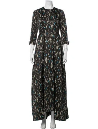 Pre-owned Erdem Floral Print Long Dress W/ Tags In Black