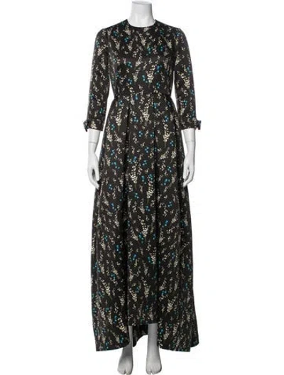 Pre-owned Erdem Floral Print Long Dress W/ Tags In Black