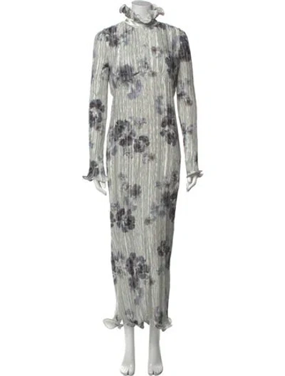 Pre-owned Erdem Floral Print Long Dress W/ Tags In Blue