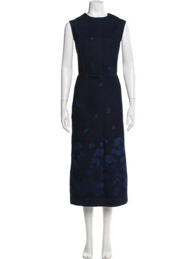 Pre-owned Erdem Floral Print Long Dress W/ Tags In Blue
