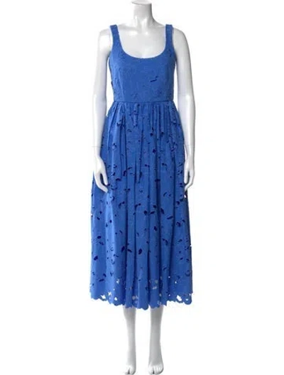 Pre-owned Erdem Floral Print Long Dress W/ Tags In Blue