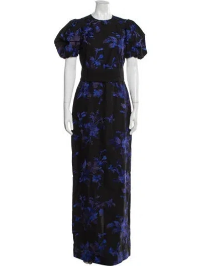 Pre-owned Erdem Floral Print Long Dress W/ Tags In Blue