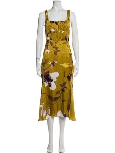 Pre-owned Erdem Floral Print Long Dress W/ Tags In Gold