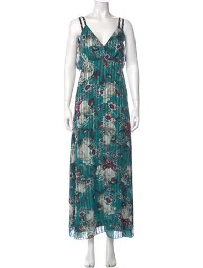 Pre-owned Erdem Floral Print Long Dress W/ Tags In Green