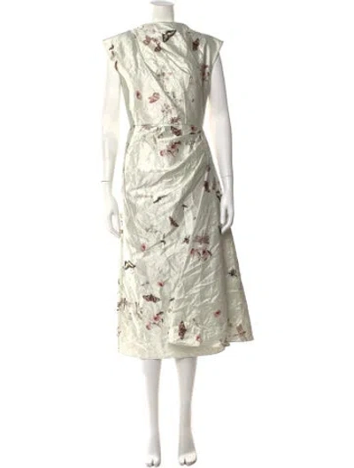 Pre-owned Erdem Floral Print Long Dress W/ Tags In Multicolor