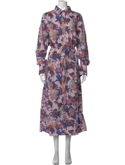 Pre-owned Erdem Floral Print Long Dress W/ Tags In Multicolor