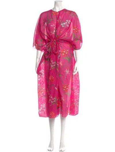 Pre-owned Erdem Floral Print Long Dress W/ Tags In Pink