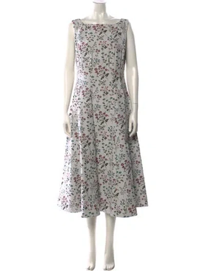 Pre-owned Erdem Floral Print Long Dress W/ Tags In White