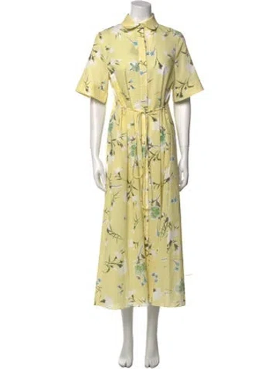 Pre-owned Erdem Floral Print Long Dress W/ Tags In Yellow