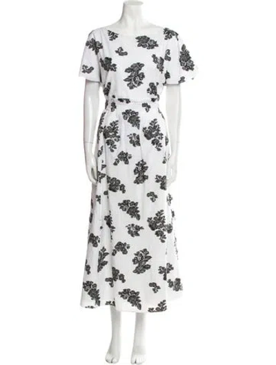 Pre-owned Erdem Floral Print Long Dress In White