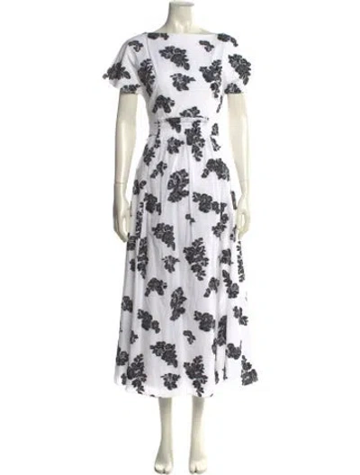 Pre-owned Erdem Floral Print Long Dress In White
