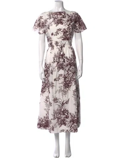 Pre-owned Erdem Floral Print Long Dress In White
