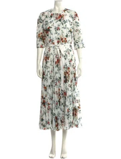 Pre-owned Erdem Floral Print Long Dress In White