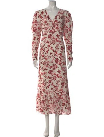 Pre-owned Erdem Floral Print Long Dress In White