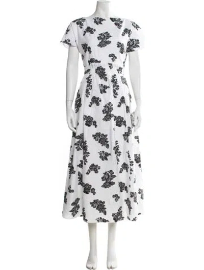 Pre-owned Erdem Floral Print Long Dress In White