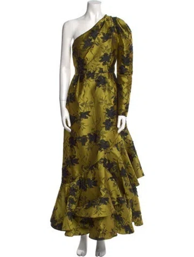 Pre-owned Erdem Floral Print Long Dress In Yellow
