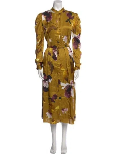 Pre-owned Erdem Floral Print Long Dress In Yellow