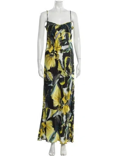 Pre-owned Erdem Floral Print Long Dress In Yellow