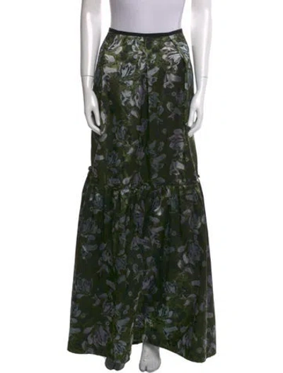Pre-owned Erdem Floral Print Long Skirt In Black